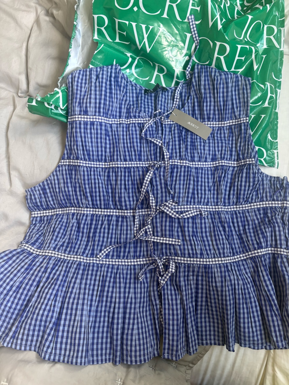 J.Crew Tie-front top in gingham - NWT - Picture 6 of 7